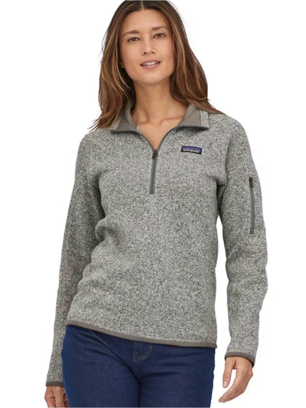 Patagonia Better Sweater 1/4 Zip Pullover Womens XS Birch White Gray Fleece